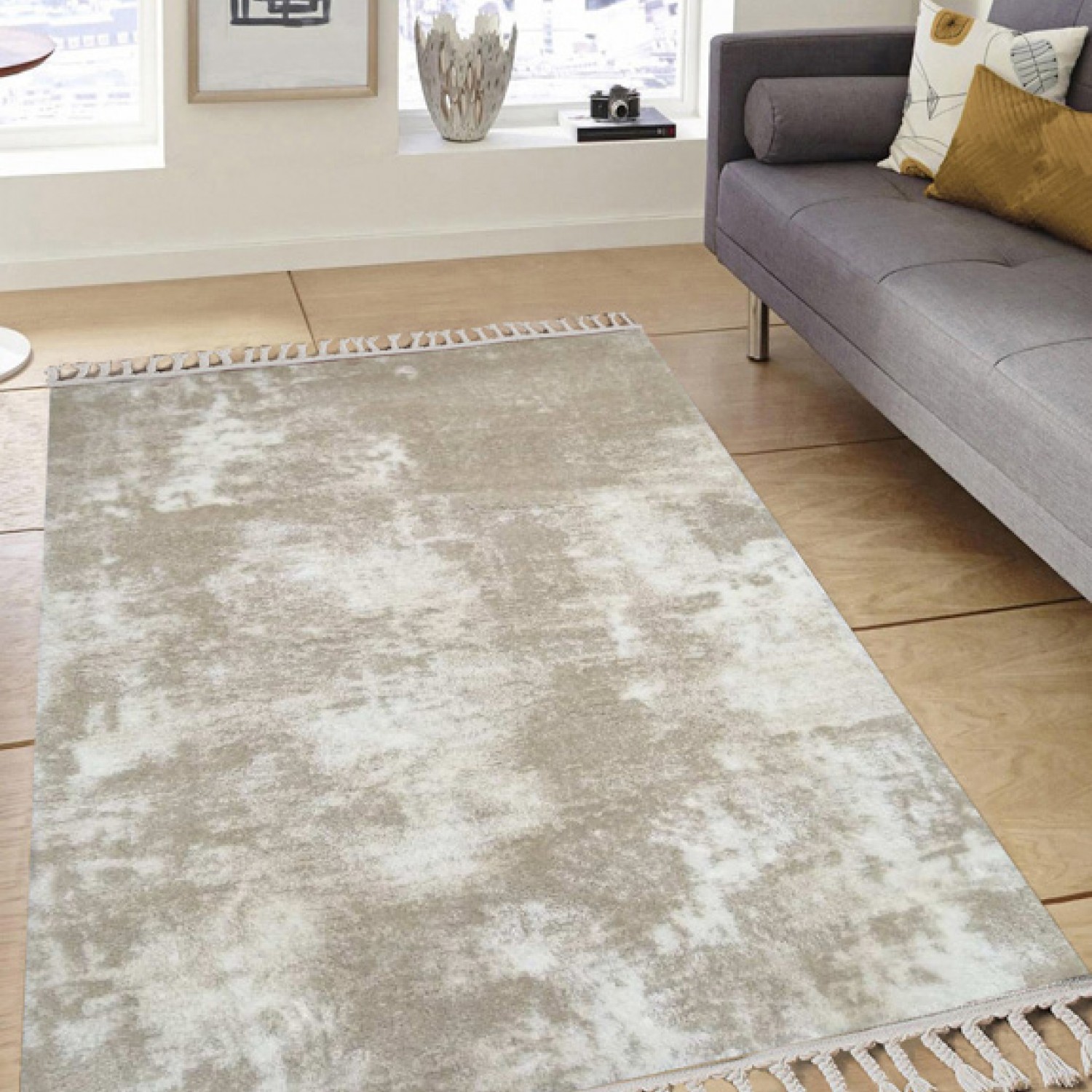 ΧΑΛΙ SHAGGY BOHO 4510E  ΜΠΕΖ-ΚΡΕΜ 240x300