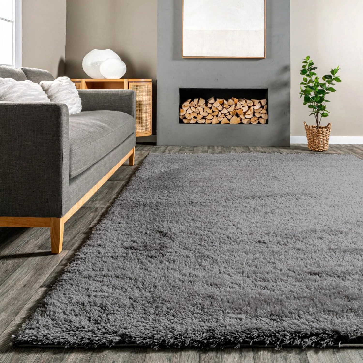 Χαλιά Shaggy Dubai 002A-DGR Dark Grey