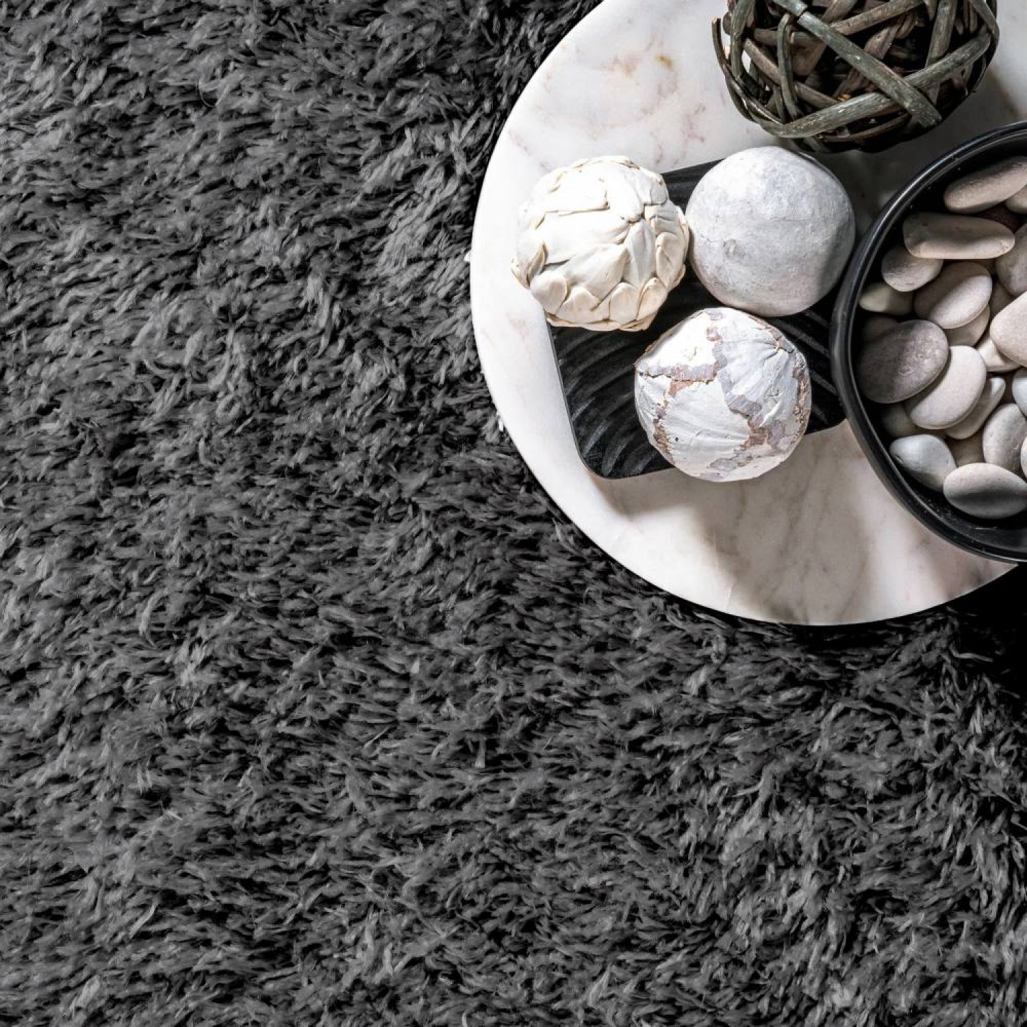 Χαλιά Shaggy Dubai 002A-DGR Dark Grey