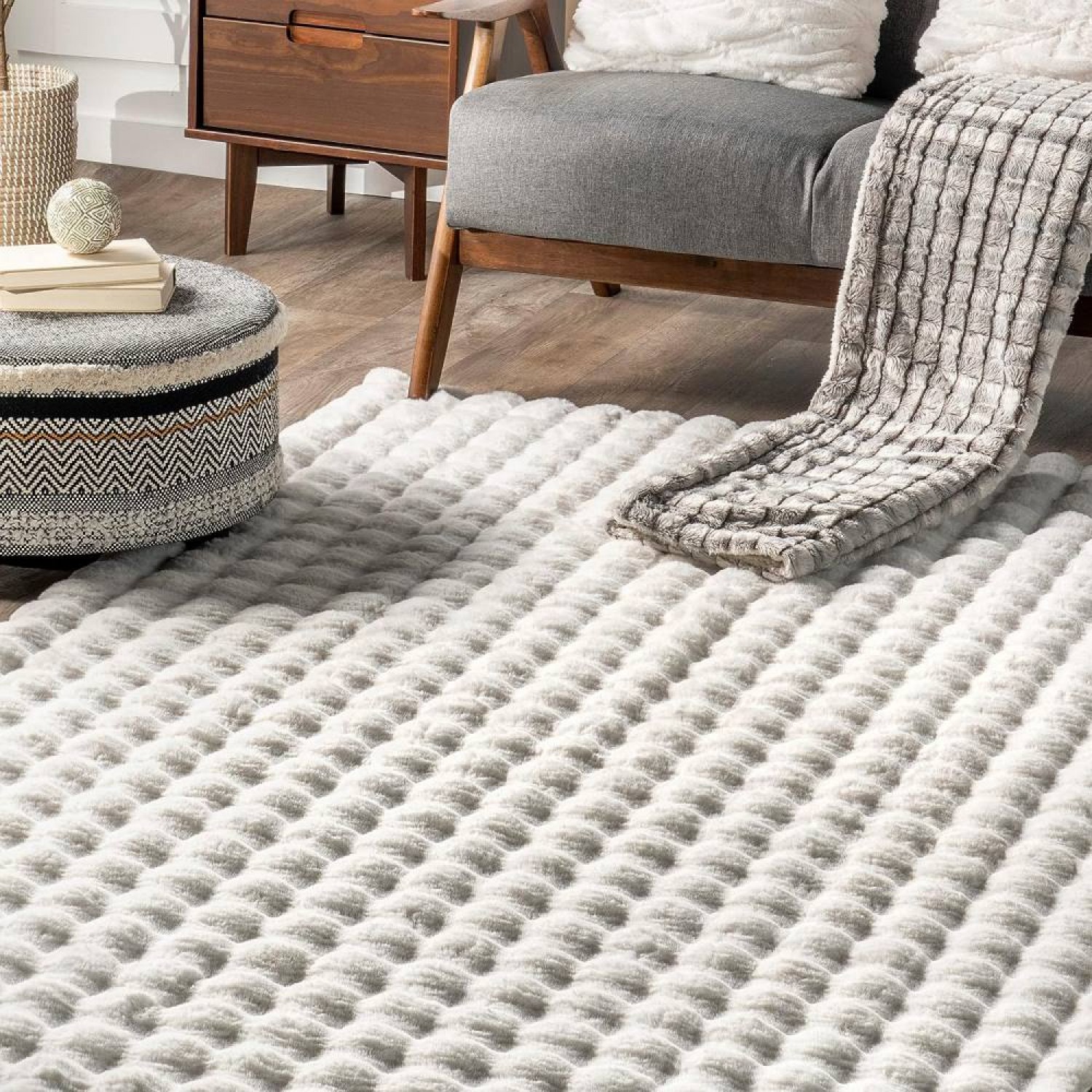 Χαλάκι Γούνινο Rabbit Fur Solid Design FUR3D-512IV Ιβουάρ 0.80x200