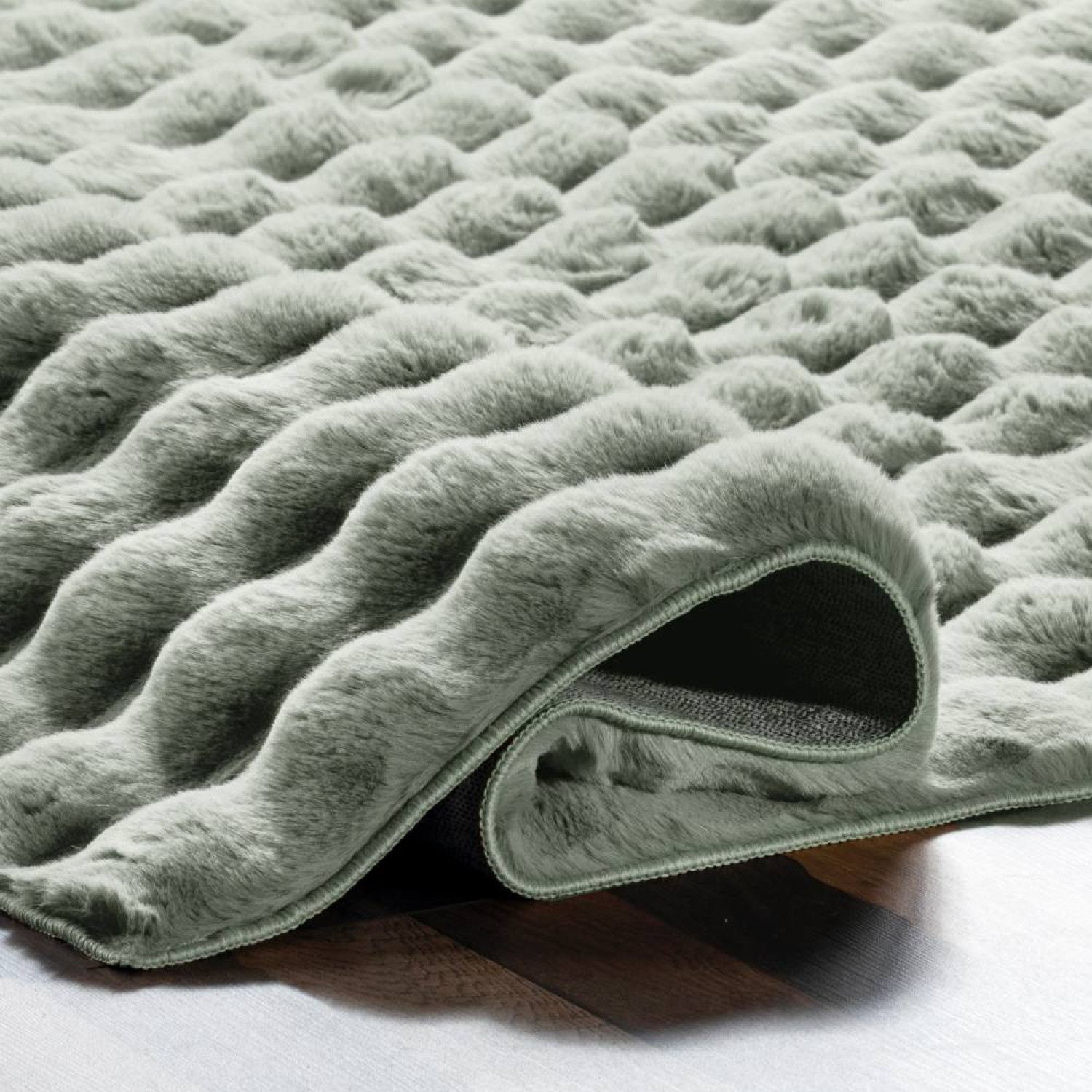 Χαλάκι Γούνινο Rabbit Fur Solid Design FUR3D-512MNT Μέντα 0.80x200