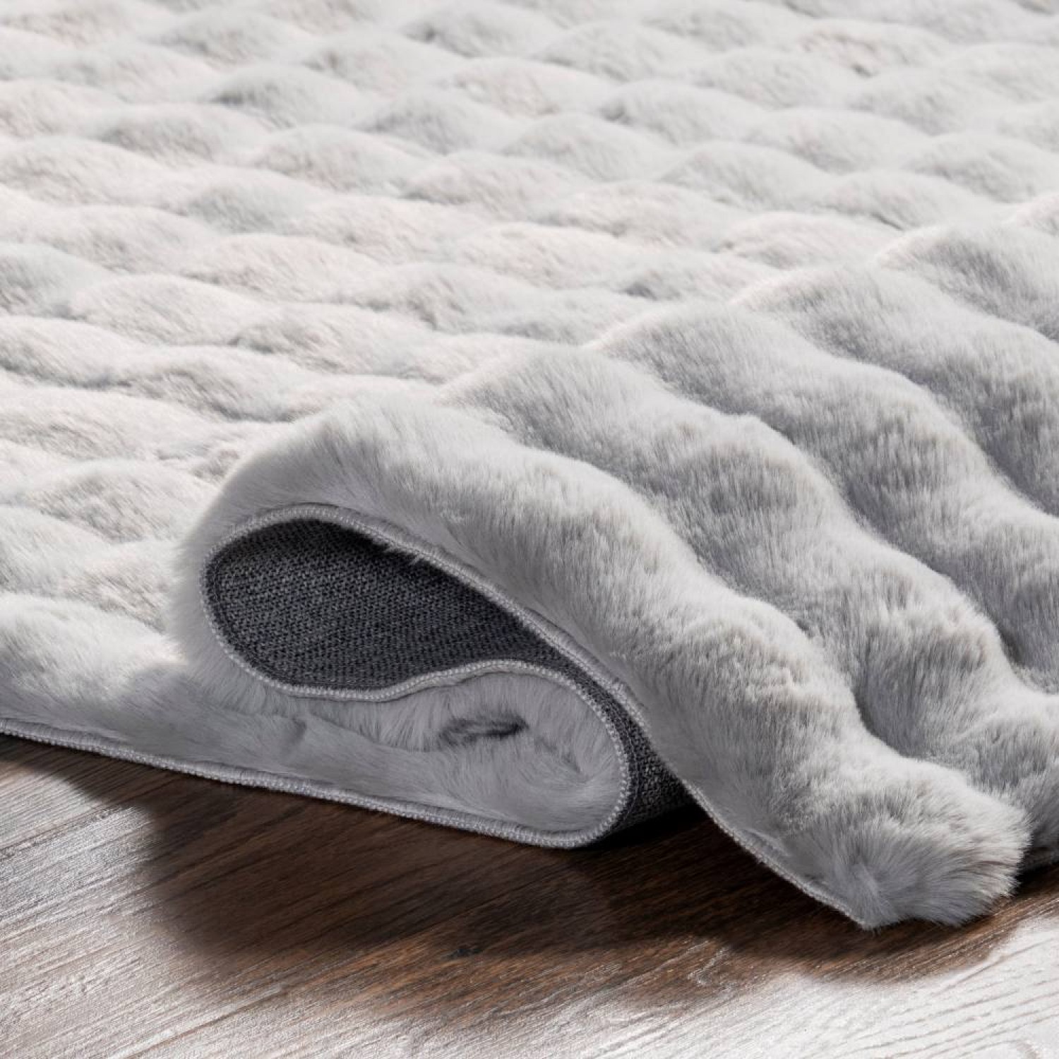 Χαλάκι Γούνινο Rabbit Fur Solid Design FUR3D-512GR Γκρι ανοιχτό 0.80x200