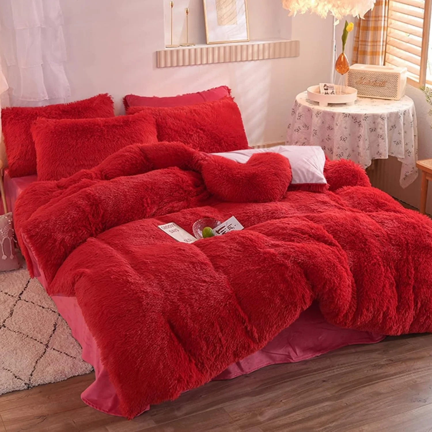Κουβερτοπάπλωμα Γούνινο Υπέρδιπλο 220Χ240 ΚΟΚΚΙΝΟ ΑΜ-024