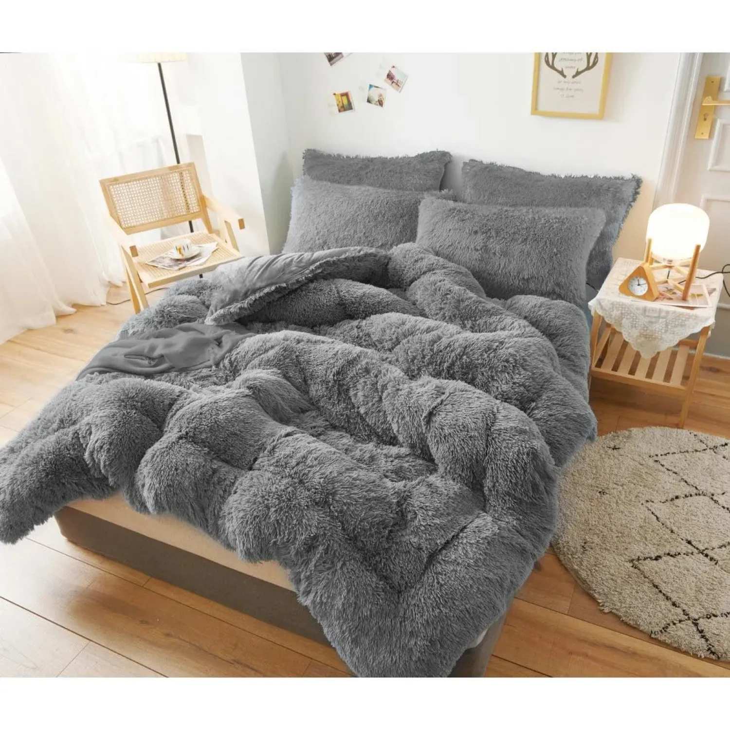 Κουβερτοπάπλωμα Γούνινο Υπέρδιπλο 220Χ240 ΓΚΡΙ ΑΜ-025