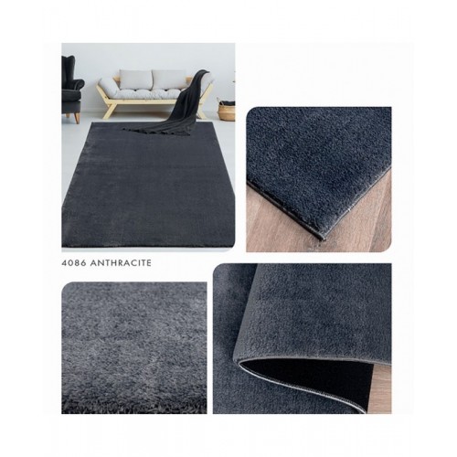 Χαλί Soft Velvet Γούνινη dark grey 200x250