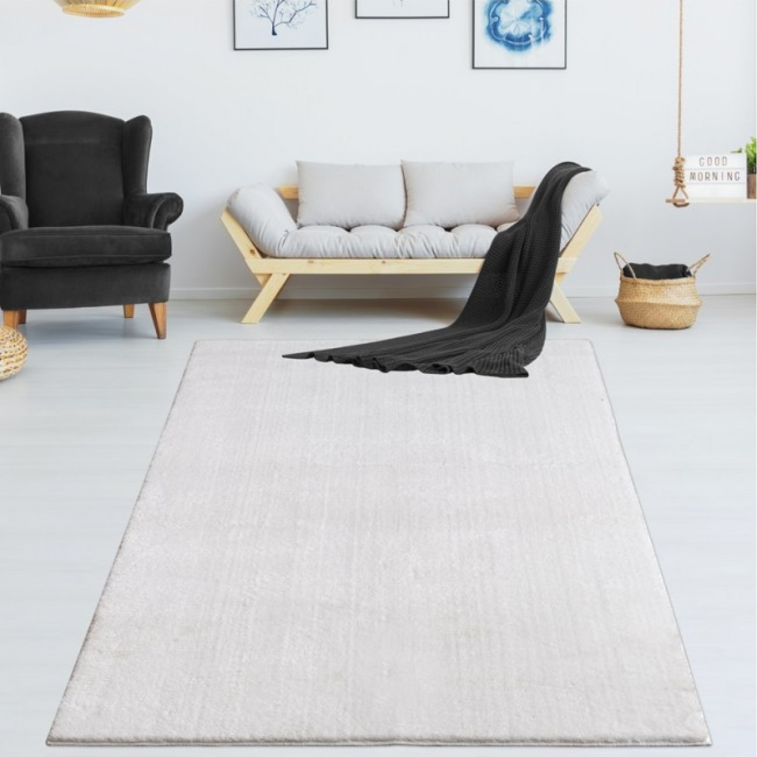 Χαλί Soft Velvet Γούνινο white 200x250