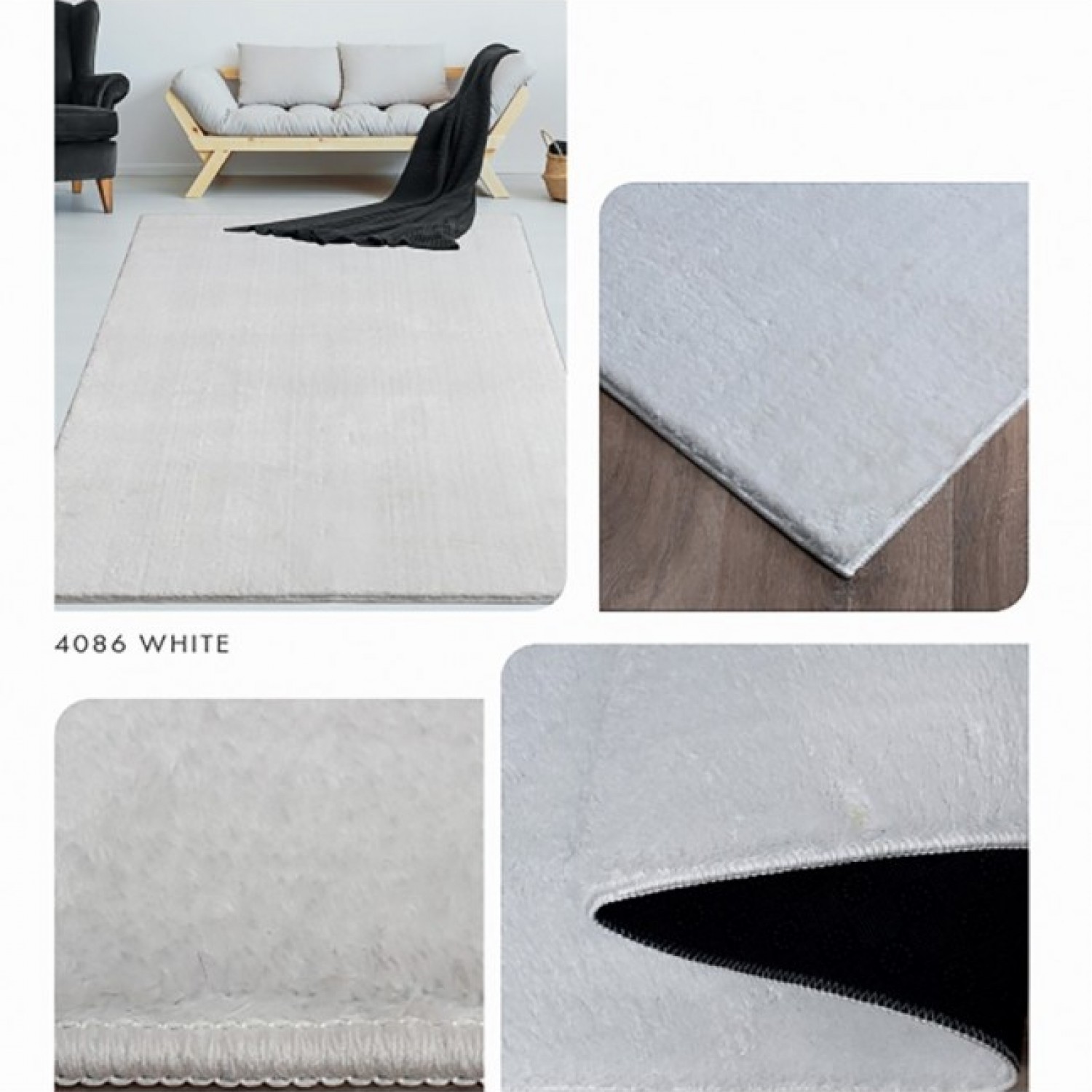 Χαλί Soft Velvet Γούνινο white 200x250