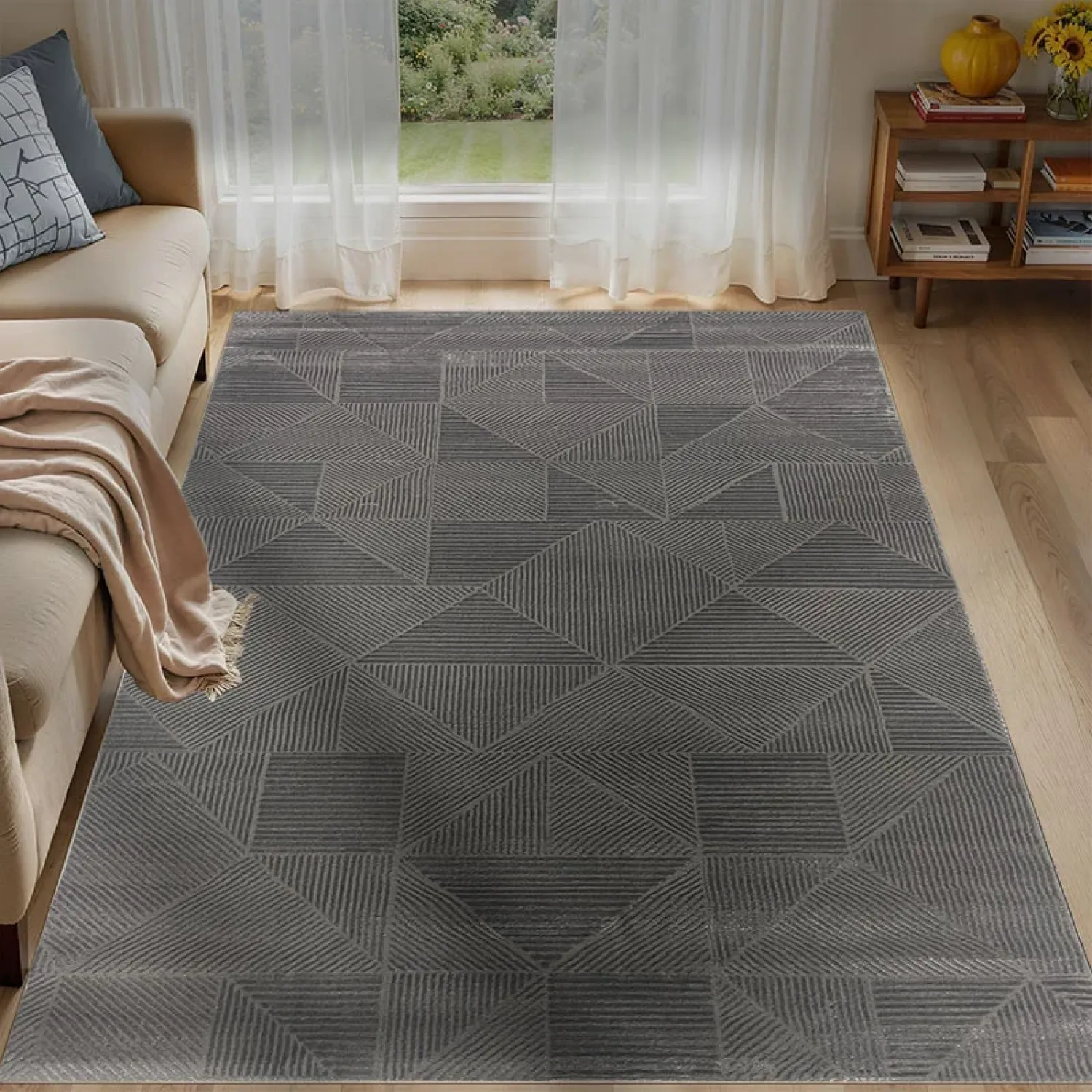 Χαλιά Ανάγλυφα Με Βελούδινη Υφή Lazer Grey Grey LZ285