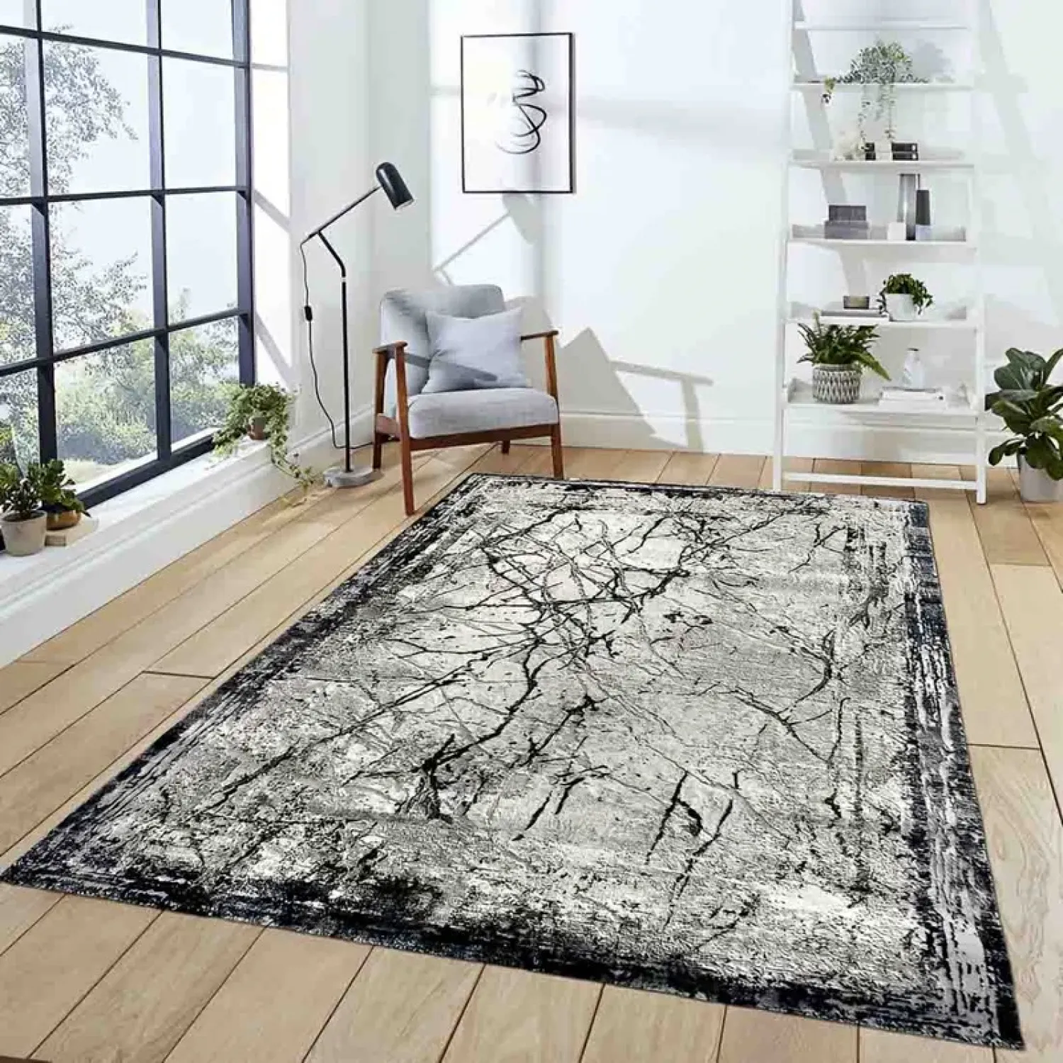 Χαλιά Ανάγλυφα Με Βελούδινη Υφή MARRY MR 331 Grey Black