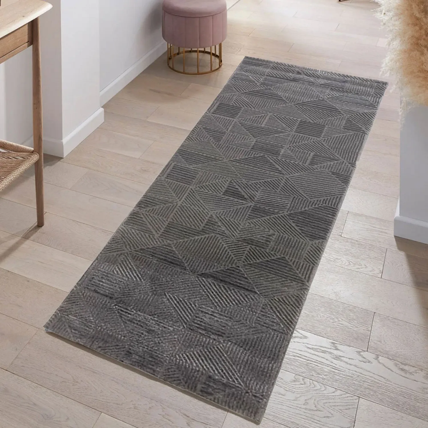 Διάδρομος 080cm Ανάγλυφα Με Βελούδινη Υφή Lazer Grey Grey LZ285