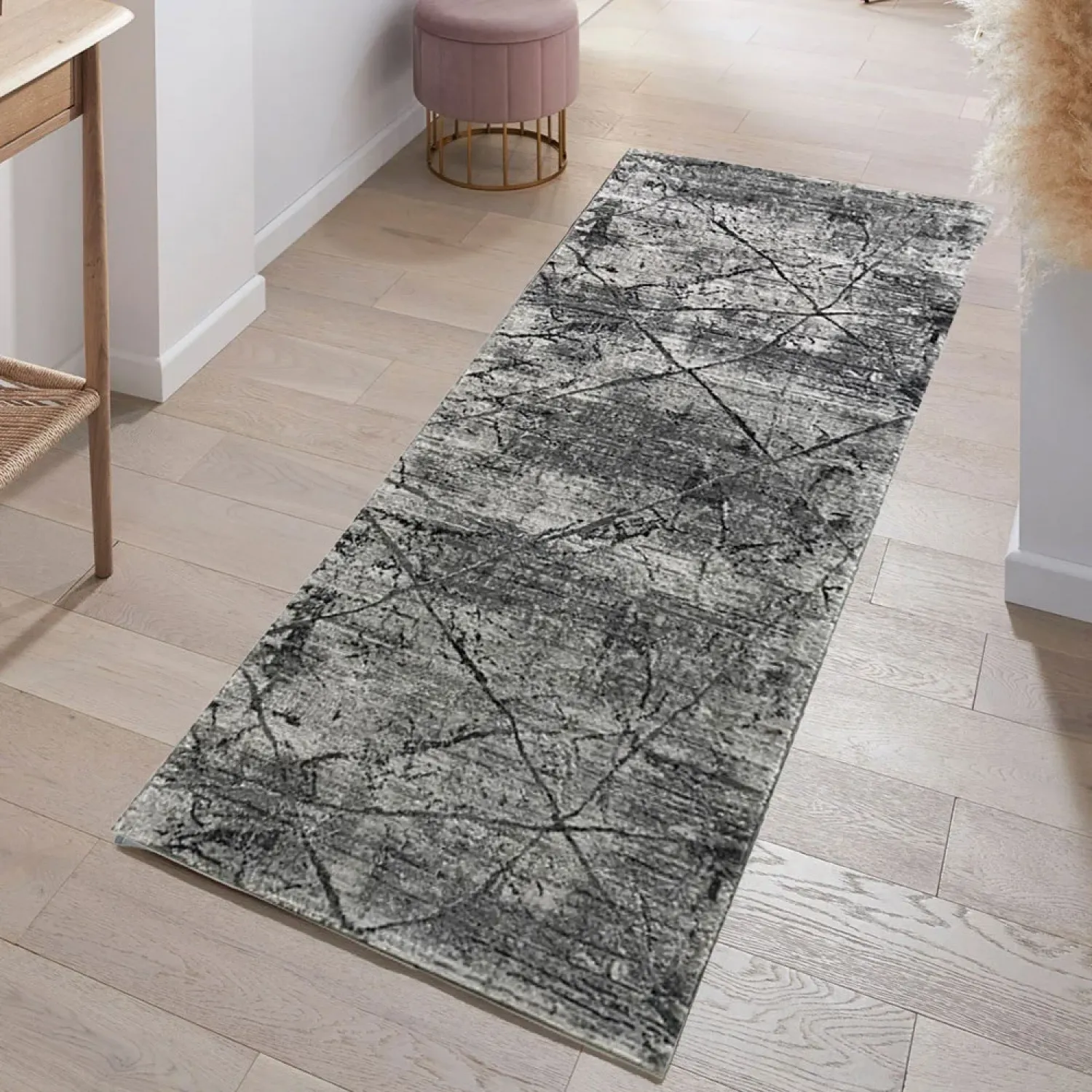 Διάδρομος 080cm Ανάγλυφα Με Βελούδινη Υφή Lazer Grey Antrasit LZ287