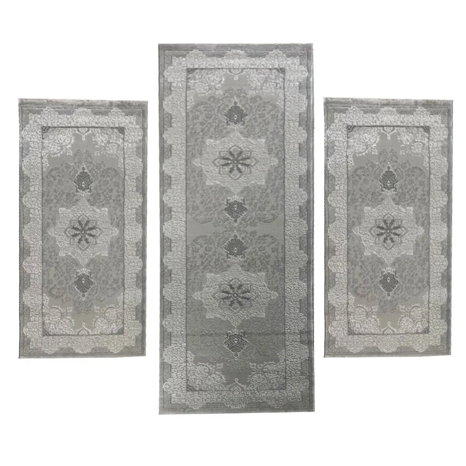 Χαλιά Ανάγλυφα Με Βελούδινη Υφή Lazer L.Grey LZ193 Σετ Κρεβατοκάμαρας 3Τμχ