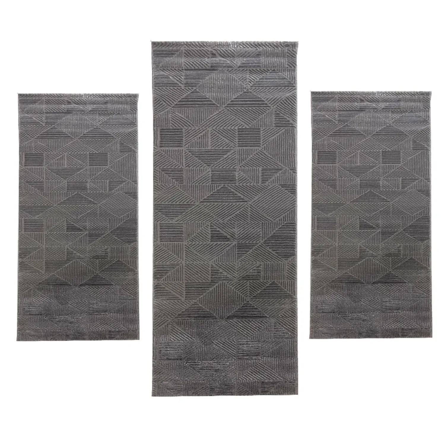 Χαλιά Ανάγλυφα Με Βελούδινη Υφή Lazer Grey Grey LZ285 Σετ Κρεβατοκάμαρας 3Τμχ