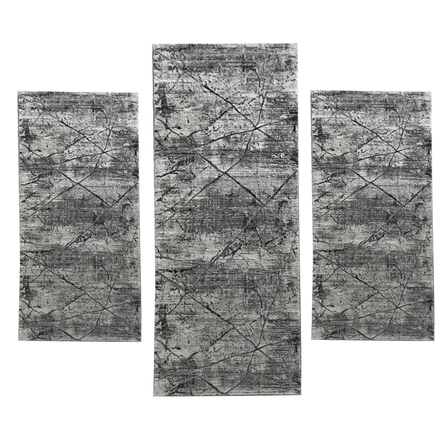 Χαλιά Ανάγλυφα Με Βελούδινη Υφή Lazer Grey Antrasit LZ287 Σετ Κρεβατοκάμαρας 3Τμχ