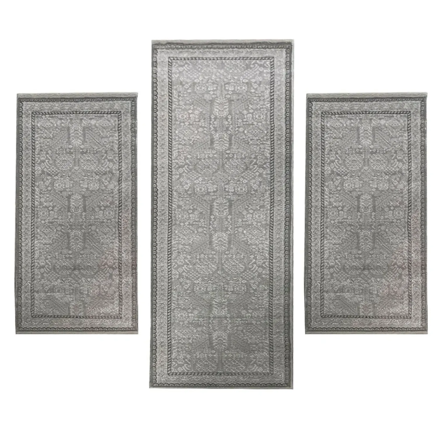 Χαλιά Ανάγλυφα Με Βελούδινη Υφή Lazer L.Grey LZ290 Σετ Κρεβατοκάμαρας 3Τμχ