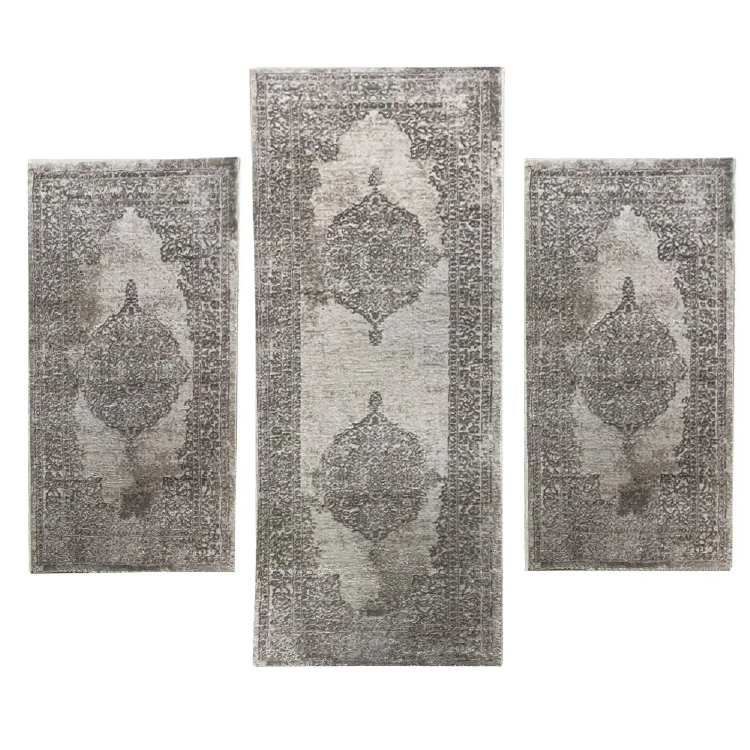 Χαλιά Ανάγλυφα Με Βελούδινη Υφή Lazer Cream Vizon LZ294 Σετ Κρεβατοκάμαρας 3Τμχ