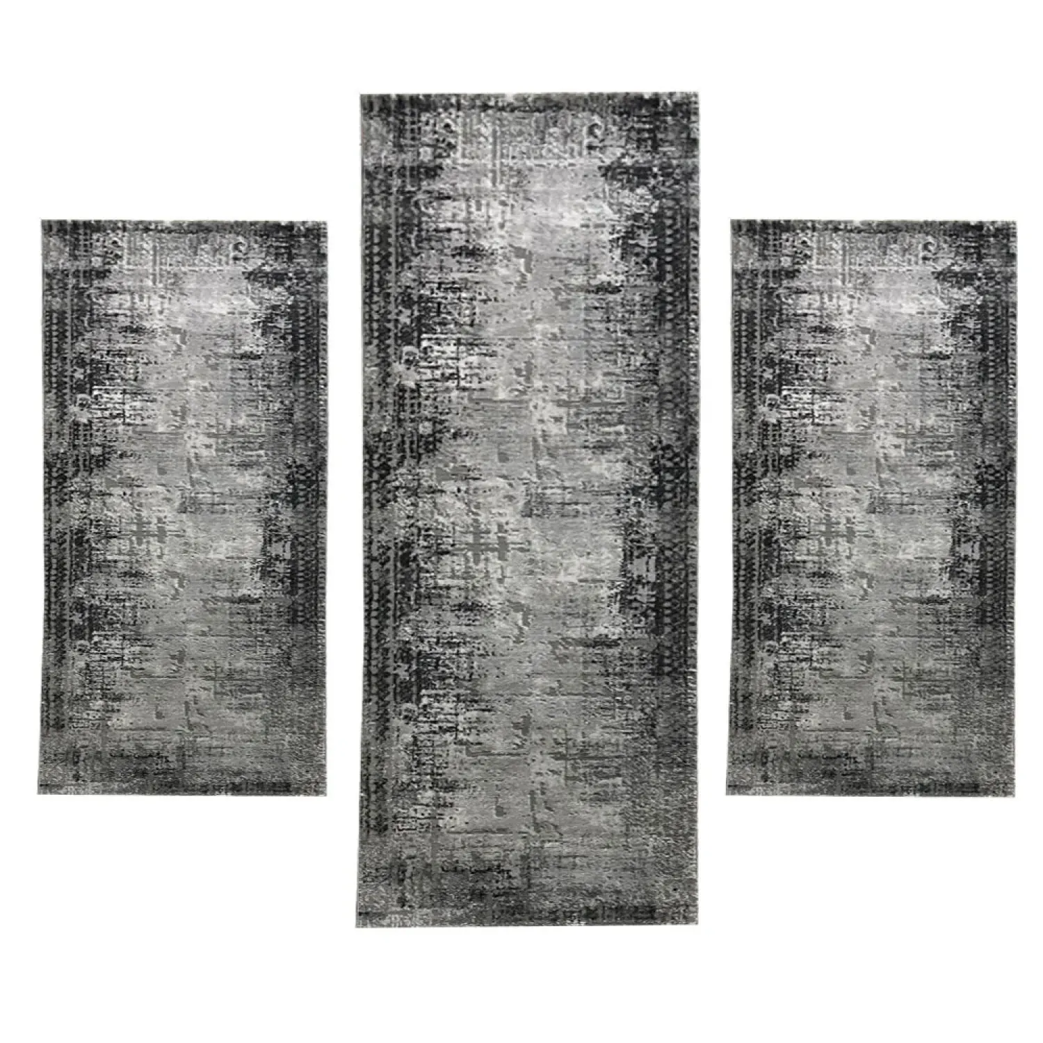 Χαλιά Ανάγλυφα Με Βελούδινη Υφή Lazer Grey Antrasit LZ313 Σετ Κρεβατοκάμαρας 3Τμχ