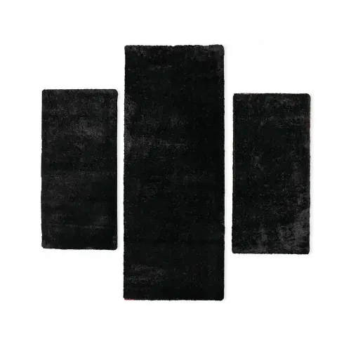Σέτ κρεβατοκάμαρας 3τμχ Χαλιά Shaggy Soft black