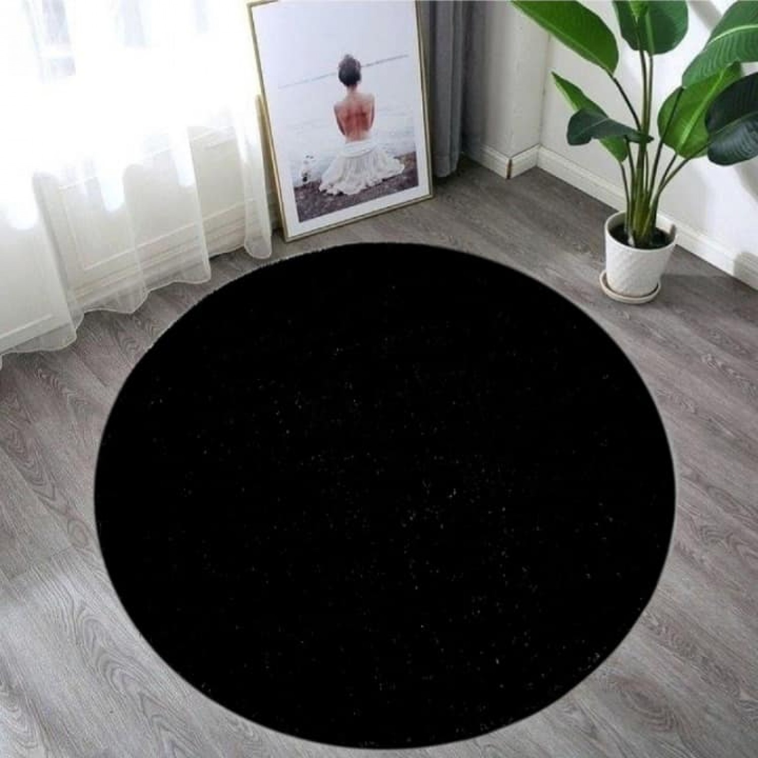 Στρογγυλά Χαλιά Shaggy Soft black