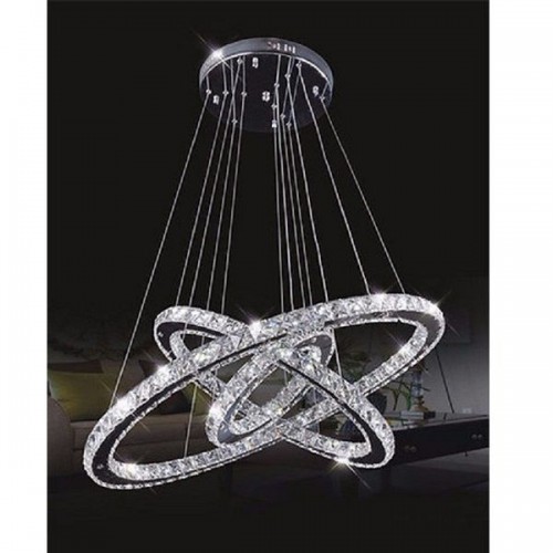 Μοντέρνος Πολυέλαιος Led 55W 3 Δαχτυλίδια 6500K Λευκό Φως με Ακρυλικά Κρύσταλλα