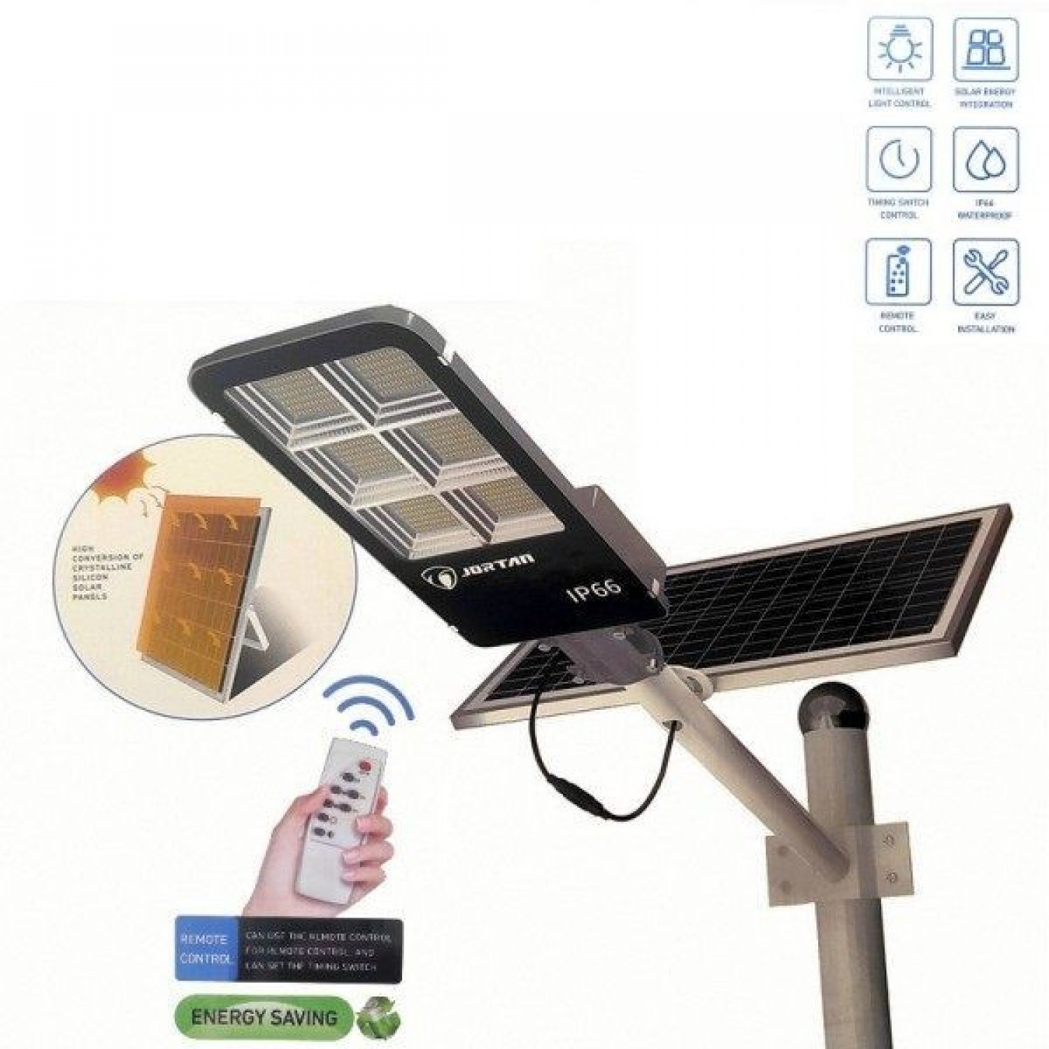 Ηλιακό Φωτιστικό Δρόμου LED 100W IP66 JORTAN