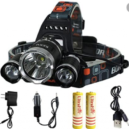 Επαναφορτιζόμενος Φακός Κεφαλής 90º 3 X Cree T6 LED 750lumens – Μαύρο