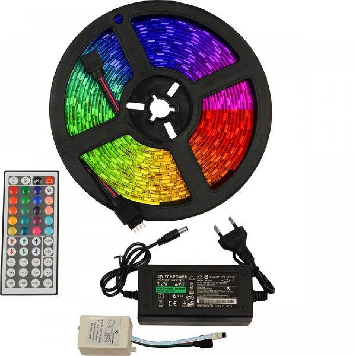 Αδιάβροχη Ταινία LED RGB 5m με Τροφοδοτικό και Τηλεχειριστήριο RGB 5050 12V