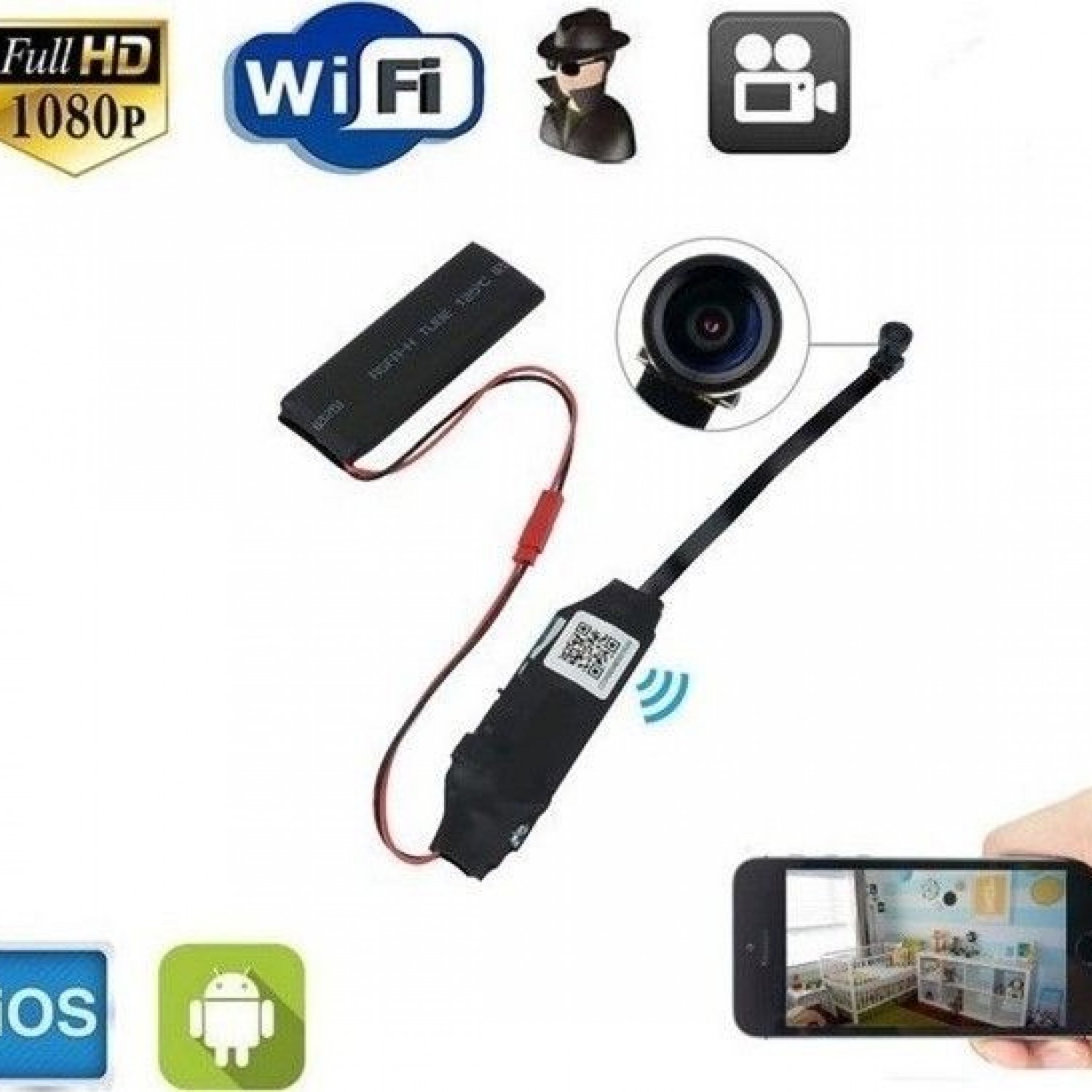 Μίνι Κρυφή Ασύρματη Κάμερα WiFi H.264-1080P