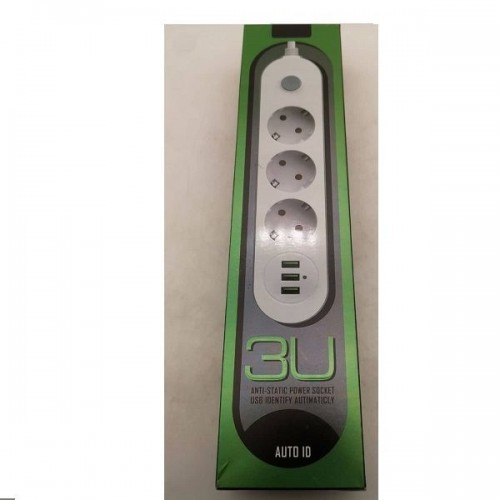 Πολύπριζο 3 Θέσεων με Διακόπτη, 3 USB και Καλώδιο 2m Λευκό 3U 352