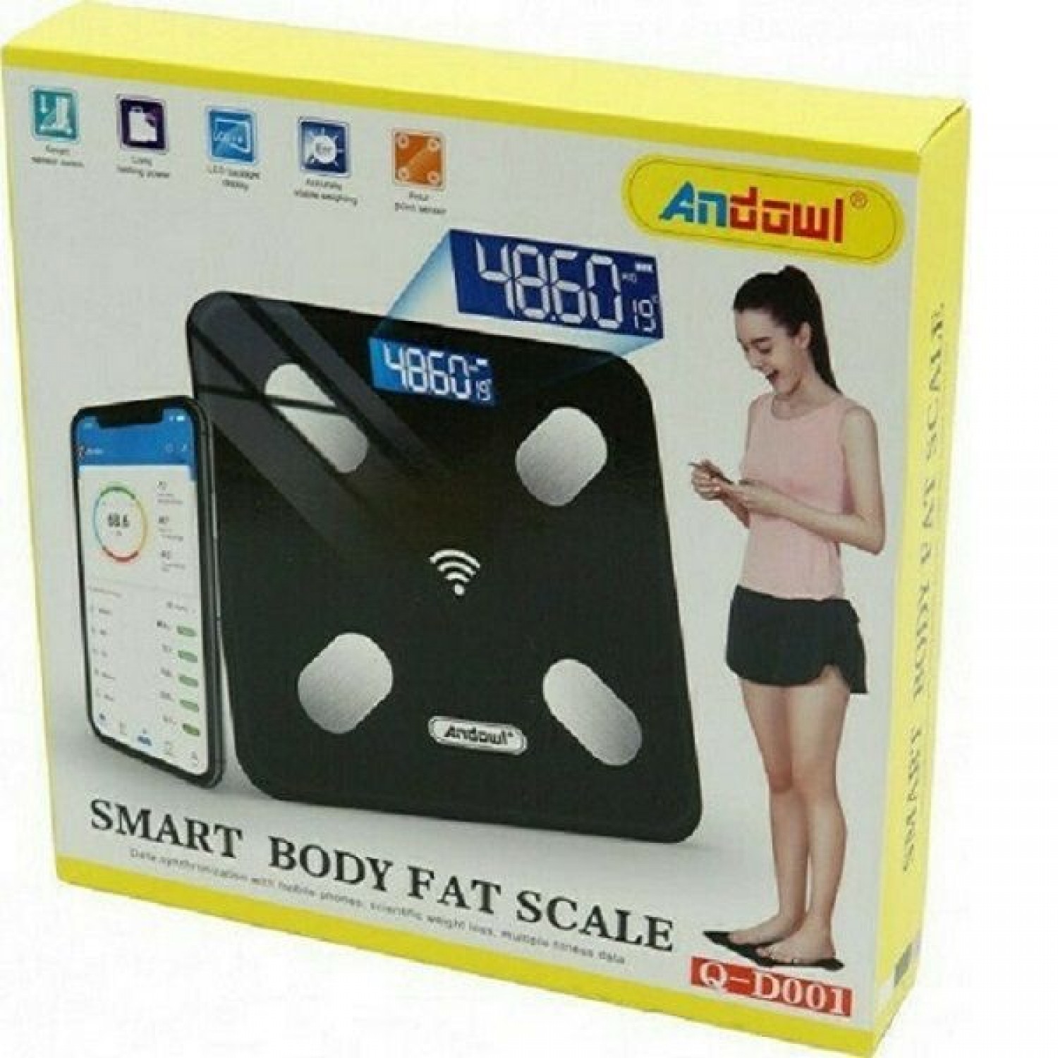 Ζυγαριά με Λιπομετρητή σε Μαύρο χρώμα Andowl Q-D001 Smart