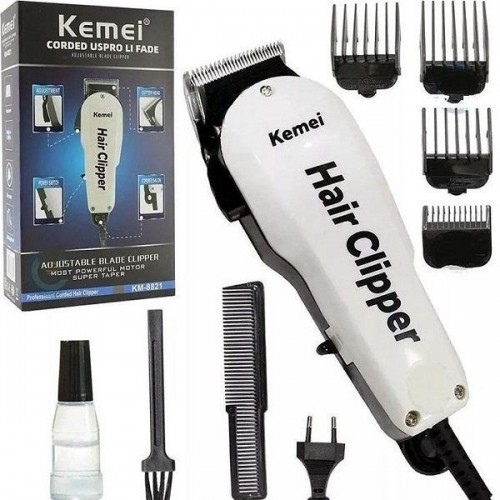 Kemei Επαγγελματική Κουρευτική Μηχανή Ρεύματος Λευκή KM-8821