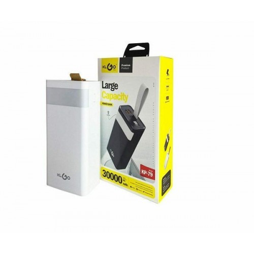Power Bank 30000mAh με 2 Θύρες USB-A Λευκό KP-79 και μαυρο