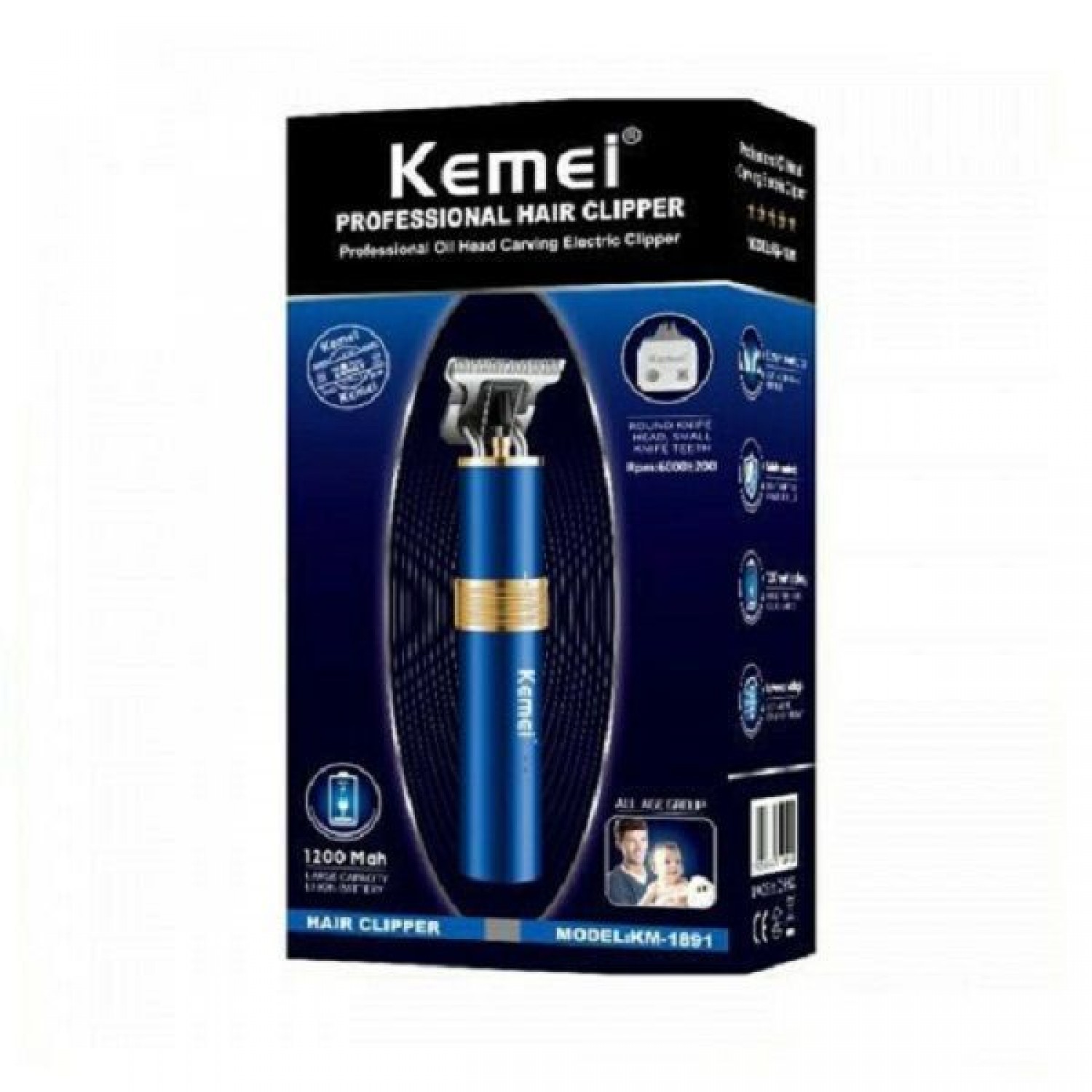 Kemei  Επαναφορτιζόμενη Κουρευτική Μηχανή Μαύρη