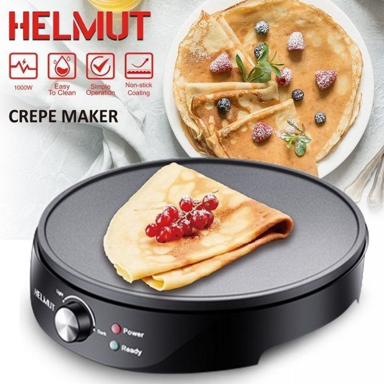 Κρεπιέρα 30cm Μαύρη 1000W Helmut
