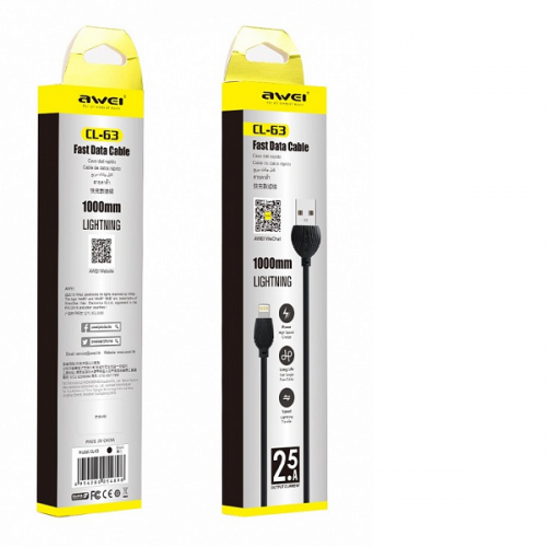 Awei Regular USB to Lightning Cable Μαύρο 1m