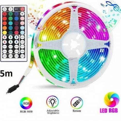 Ταινία LED RGB Αδιάβροχη 5m με Τροφοδοτικό και Τηλεχειριστήριο SMD5050 12V  Andowl