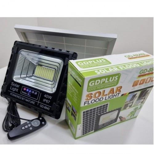 Ηλιακός Προβολέας 40W Στεγανός IP67 με Τηλεχειριστήριο σε Μαύρο χρώμα GD-8840L