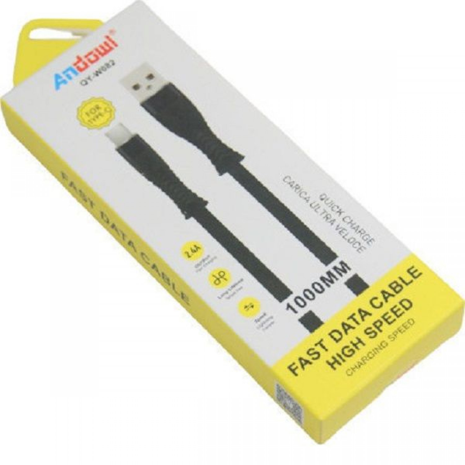 Andowl QY-W082 USB 2.0 Cable USB-C male - USB-A male Μαύρο 1m