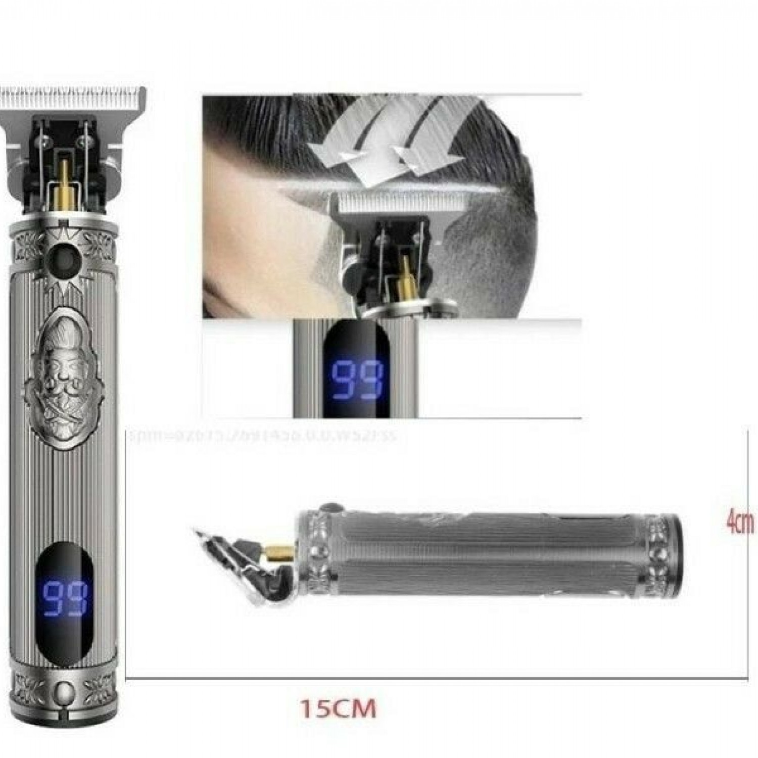 Kemei ΚΜ-700H Επαναφορτιζόμενη Κουρευτική Μηχανή Ασημί