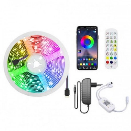 Ταινία LED Τροφοδοσίας 12V RGB Μήκους 5m και 30 LED ανά Μέτρο Σετ με Τηλεχειριστήριο και Τροφοδοτικό Τύπου SMD5050
