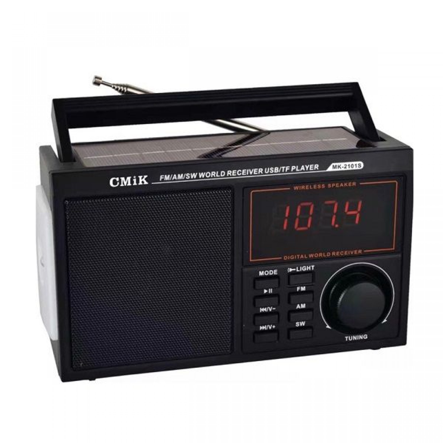 CMiK MK-2101S Φορητό Ραδιόφωνο Ηλιακό με Bluetooth και USB Μαύρο