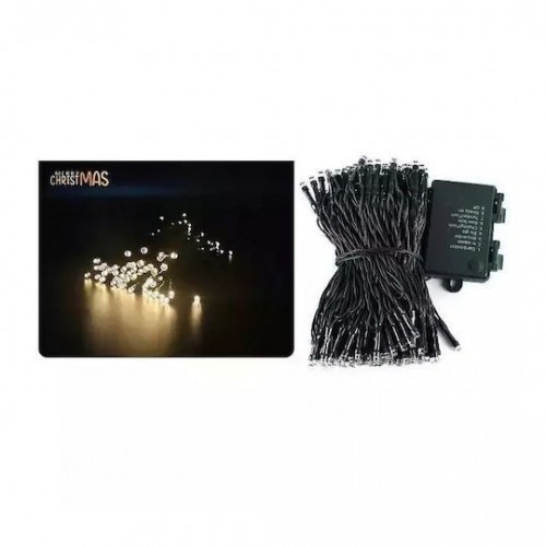 Χριστουγεννιάτικα Λαμπάκια 200 LED Θερμό Λευκό 20μ Μπαταρίας σε Σειρά με Πράσινο Καλώδιο Arrango AN57500