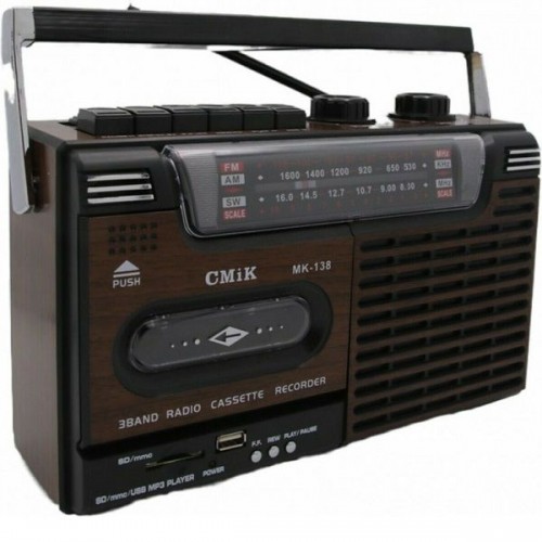 Φορητό Ηχοσύστημα CΜik MK-138 με USB / Κασετόφωνο / Ραδιόφωνο σε Καφέ Χρώμα