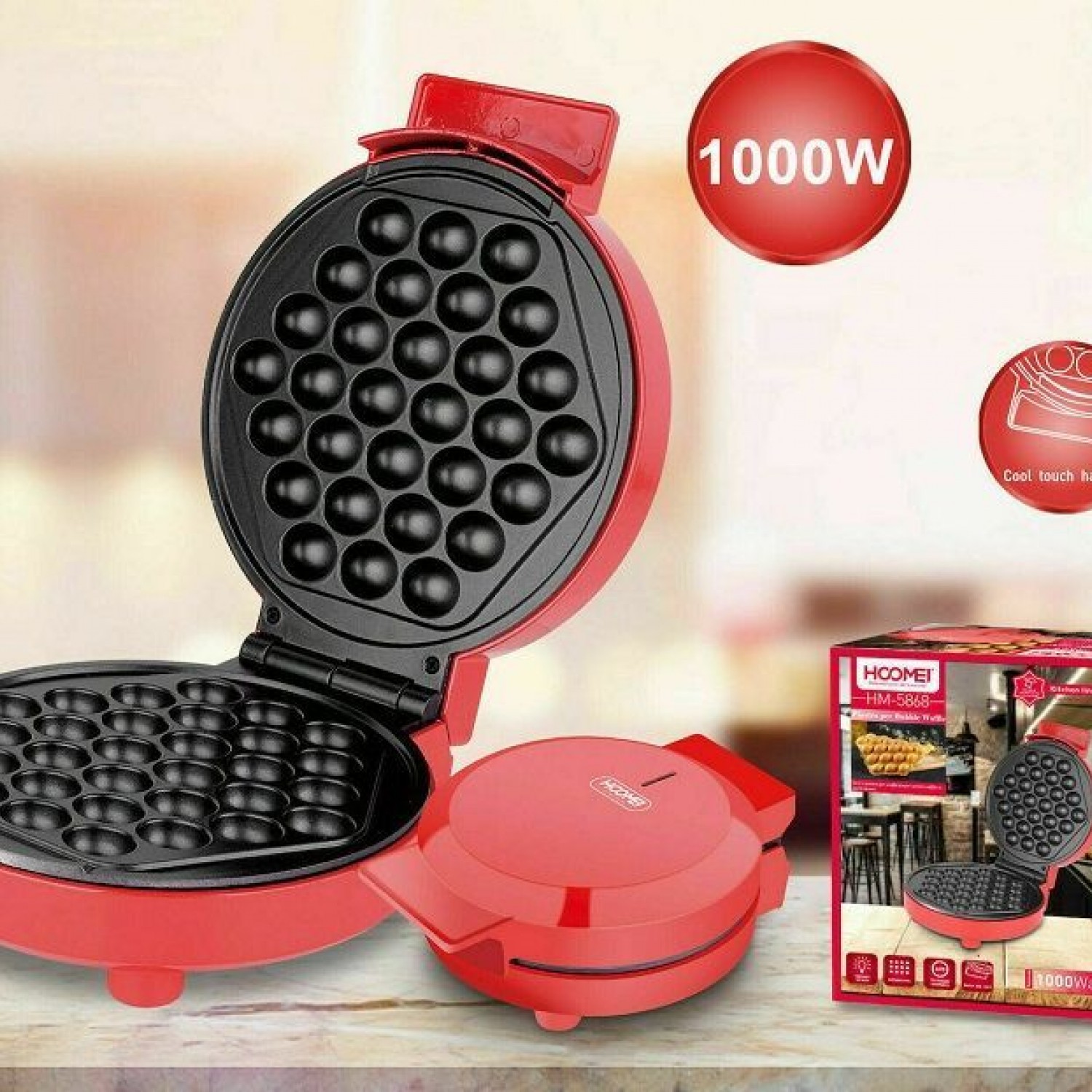 Βαφλιέρα Aντικολλητική 1000W Hoomei HM-5868