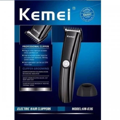 Kemei Επαναφορτιζόμενη Κουρευτική Μηχανή Μαύρη KM-036