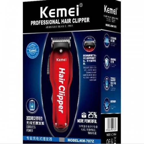 Kemei Κουρευτική Μηχανή Επαγγελματική Επαναφορτιζόμενη Κόκκινη KM-707Z