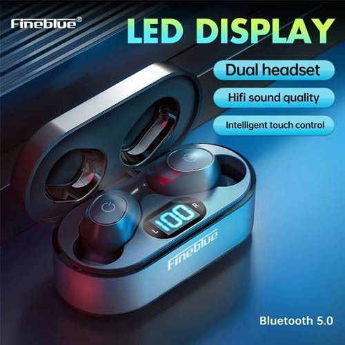 Fineblue AIR-55 In-ear Bluetooth Handsfree Ακουστικά με Θήκη Φόρτισης Μαύρα