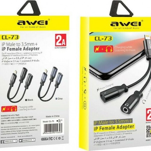 Awei Μετατροπέας Lightning male σε 3.5mm / Lightning female (CL-73)