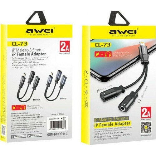 Awei Μετατροπέας Lightning male σε 3.5mm / Lightning female (CL-73)
