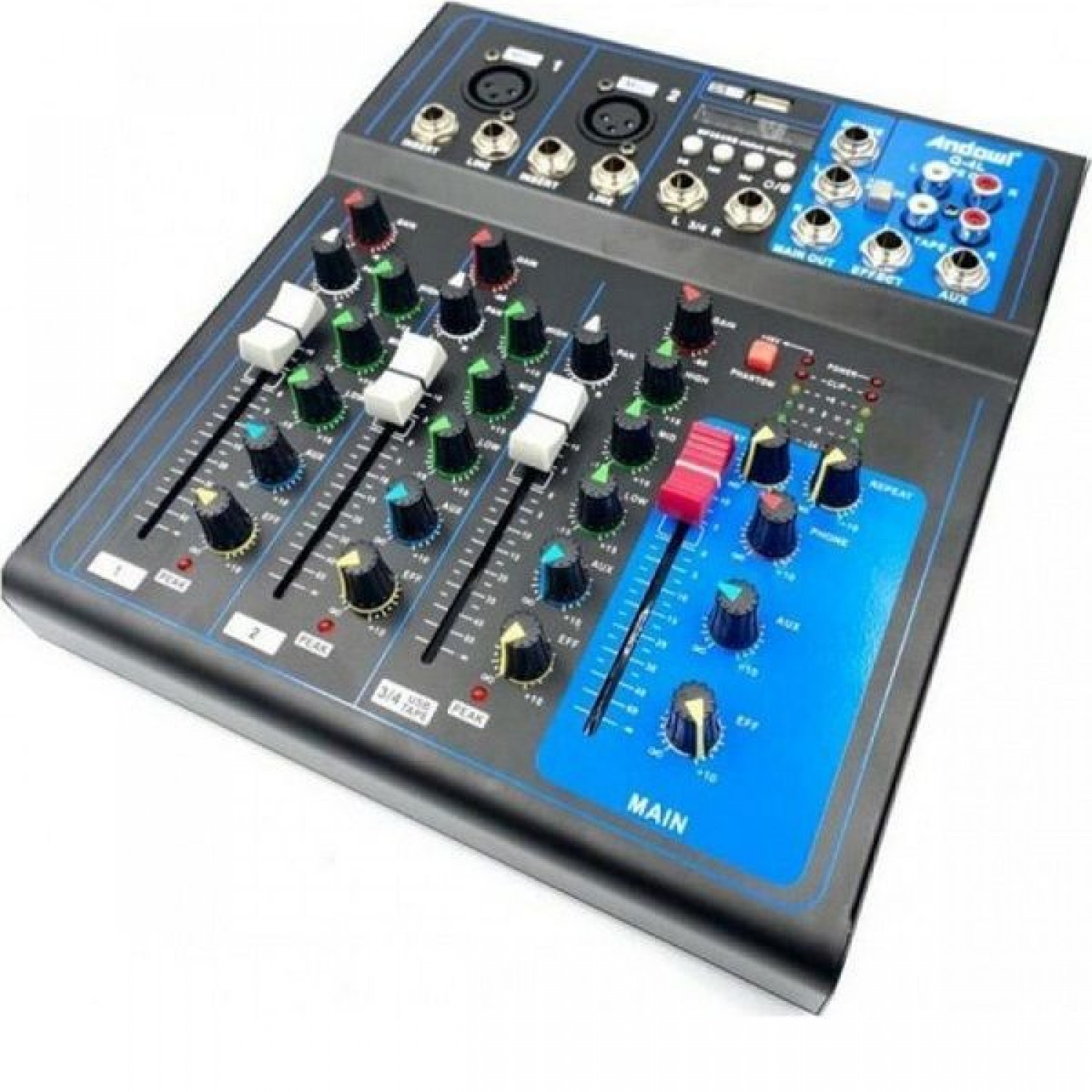 Κονσόλα Αναλογική 4 Καναλιών με Phantom Power & 2 Εισόδους XLR & Bluetooth Andowl Q-4L